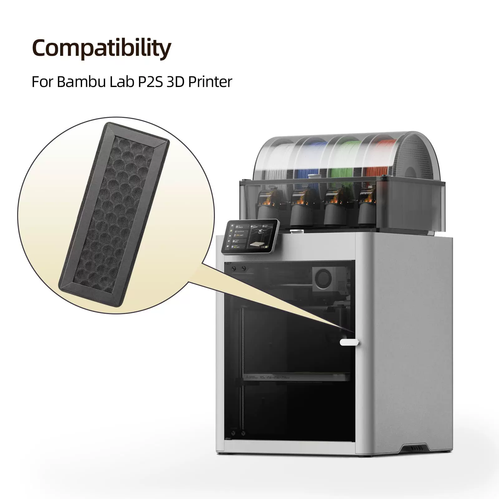 Applicable to Tuozhu P2S HEPA13 activated carbon air filter element 3D printer accessories pure carbon air purification filter screen