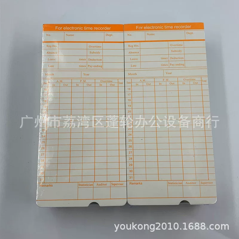The manufacturer exports English time clock special attendance card paper, card paper for foreign trade English card paper, and 100 attendance cards