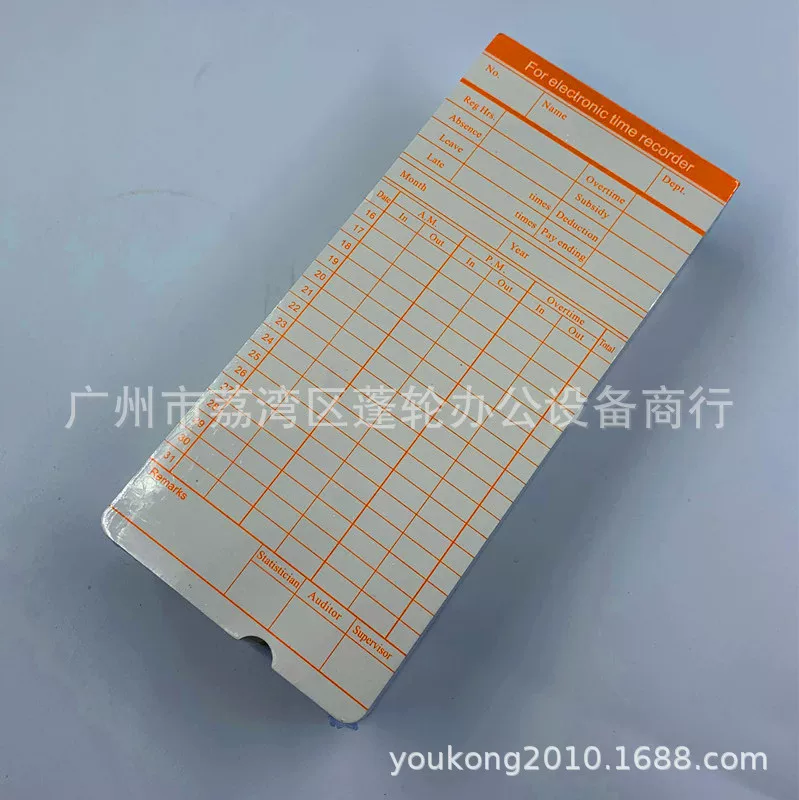 The manufacturer exports English time clock special attendance card paper, card paper for foreign trade English card paper, and 100 attendance cards