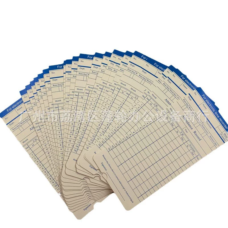 The manufacturer exports English time clock special attendance card paper, card paper for foreign trade English card paper, and 100 attendance cards
