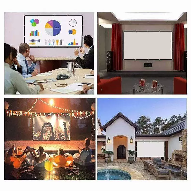 Projection polyester simple folding soft screen, 100-inch and 120-inch outdoor portable high-definition projector screen with hook