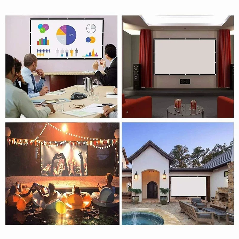 Simple folding polyester soft screen projector, 60-100-inch outdoor camping movie high-definition projector screen for home use