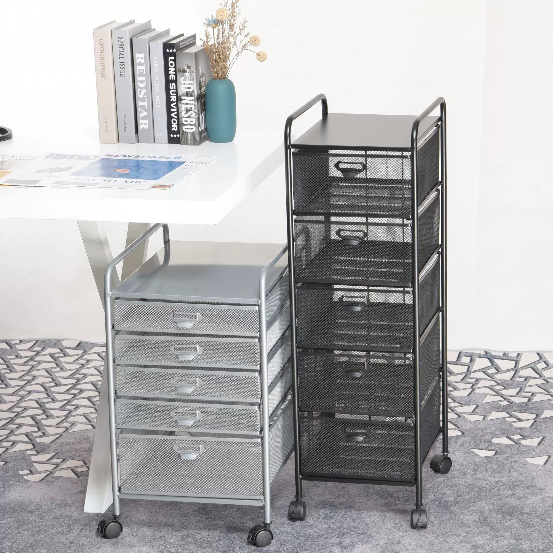 Customized steel storage large-capacity, multi-functional, detachable A3 small trolley rack with metal A4 based on factory samples