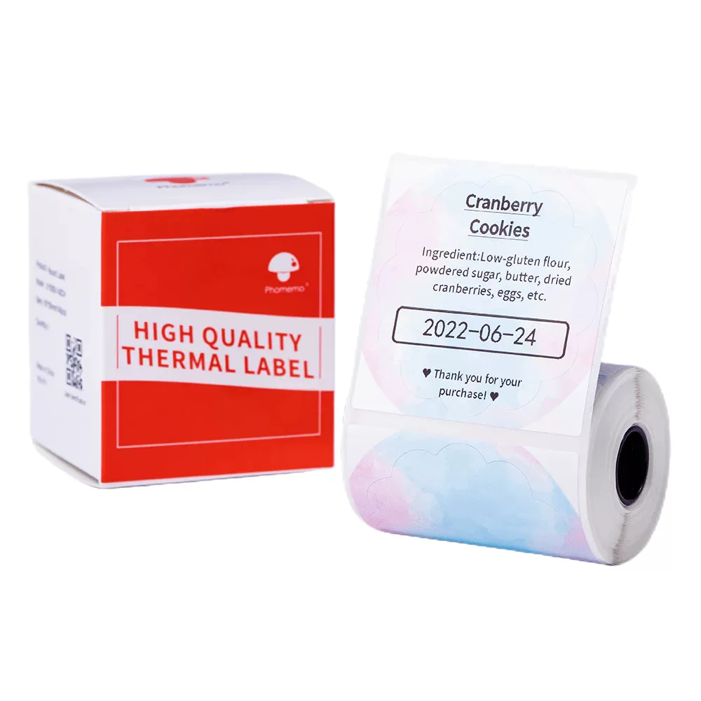phomemo M110 self-adhesive price tag printing paper, jewelry and clothing tag paper, three-proof thermal label paper