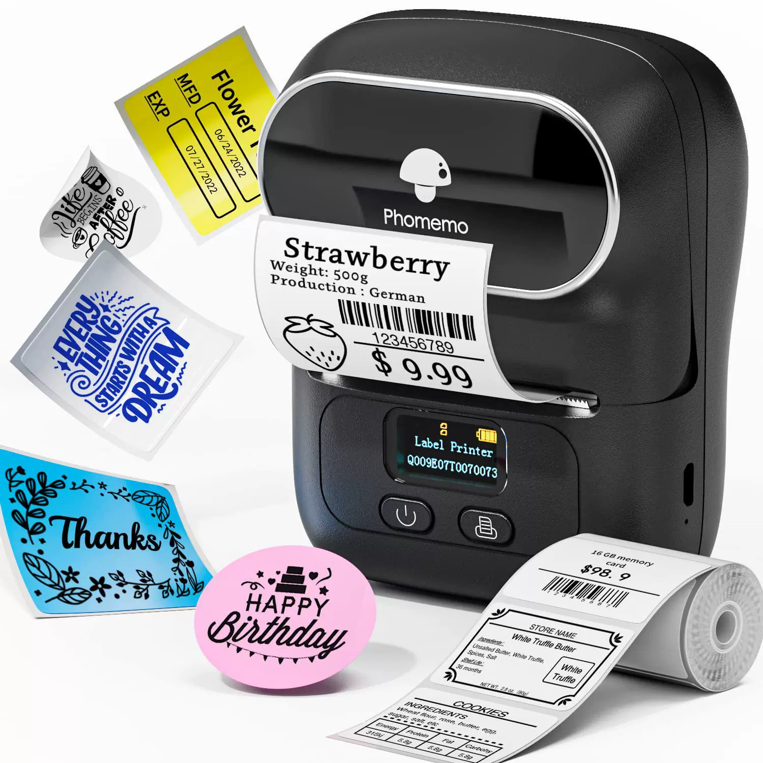 phomemo M110 self-adhesive price tag printing paper, jewelry and clothing tag paper, three-proof thermal label paper