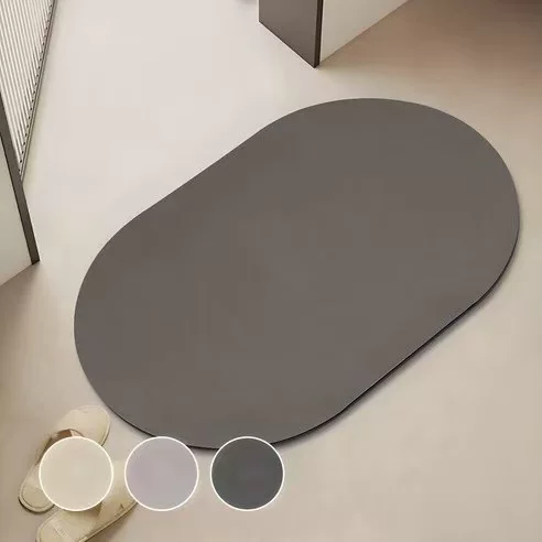 Pure-color diatom mud floor MATS, oval bathroom anti-slip foot MATS, household bathroom entrance water-absorbing quick-drying door MATS wholesale