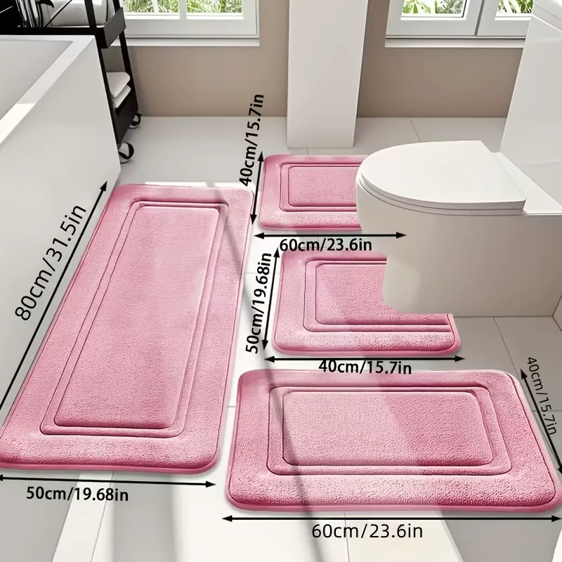 Cross-border wholesale bathroom floor MATS, toilet four-piece sets, water-absorbing floor MATS for bathroom doorsteps, and coral velvet floor MATS with circular patterns
