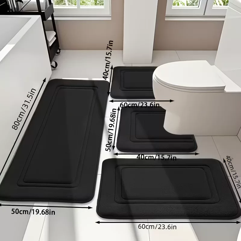 Cross-border wholesale bathroom floor MATS, toilet four-piece sets, water-absorbing floor MATS for bathroom doorsteps, and coral velvet floor MATS with circular patterns