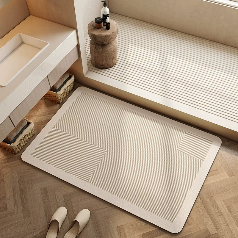 Cream-style bathroom diatom mud floor mat, toilet absorbent quick-drying mat, bathroom anti-slip door mat, and customizable foot mat