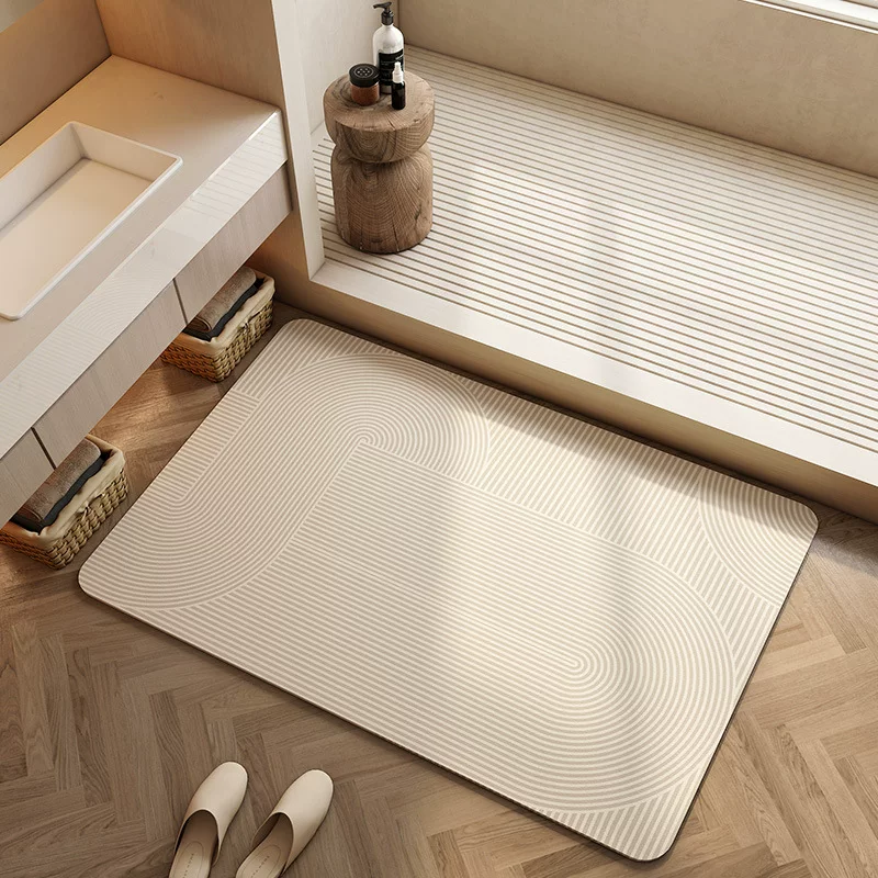 Cream-style bathroom diatom mud floor mat, toilet absorbent quick-drying mat, bathroom anti-slip door mat, and customizable foot mat