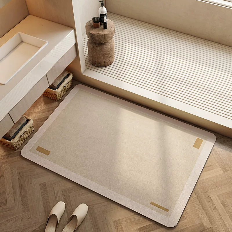 Cream-style bathroom diatom mud floor mat, toilet absorbent quick-drying mat, bathroom anti-slip door mat, and customizable foot mat