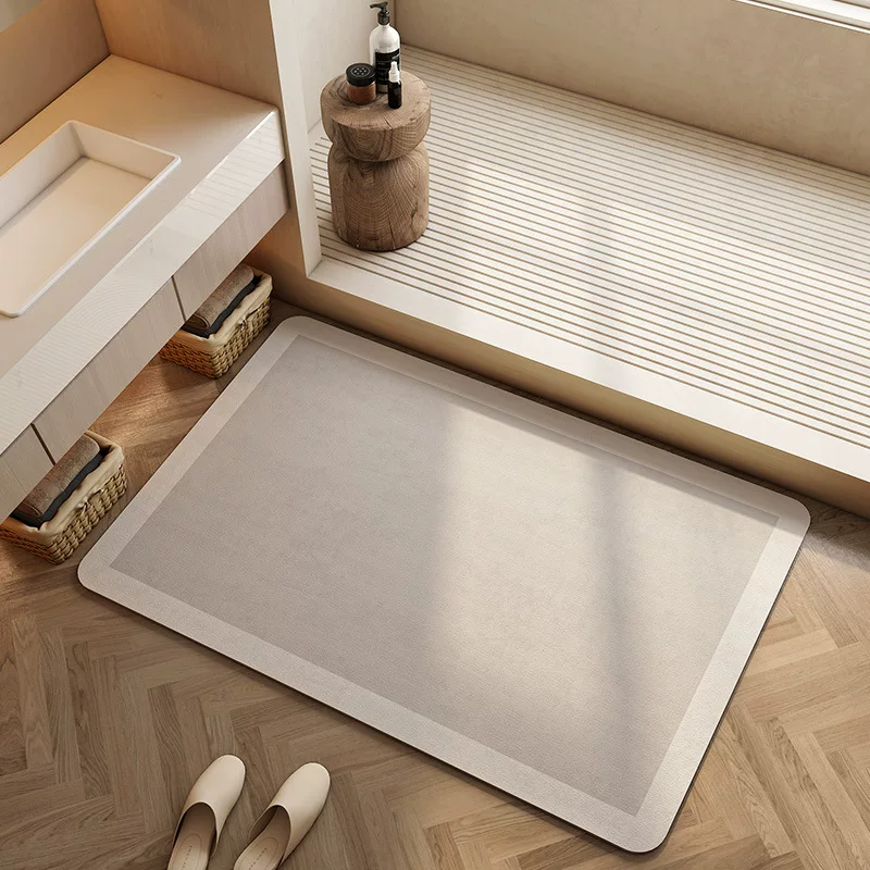 Cream-style bathroom diatom mud floor mat, toilet absorbent quick-drying mat, bathroom anti-slip door mat, and customizable foot mat