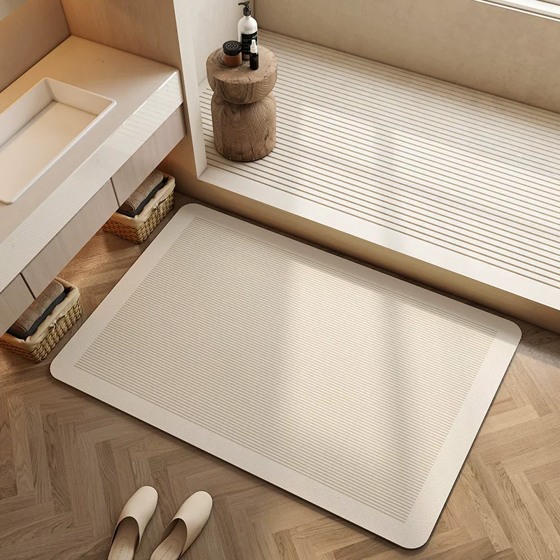 Cream-style bathroom diatom mud floor mat, toilet absorbent quick-drying mat, bathroom anti-slip door mat, and customizable foot mat
