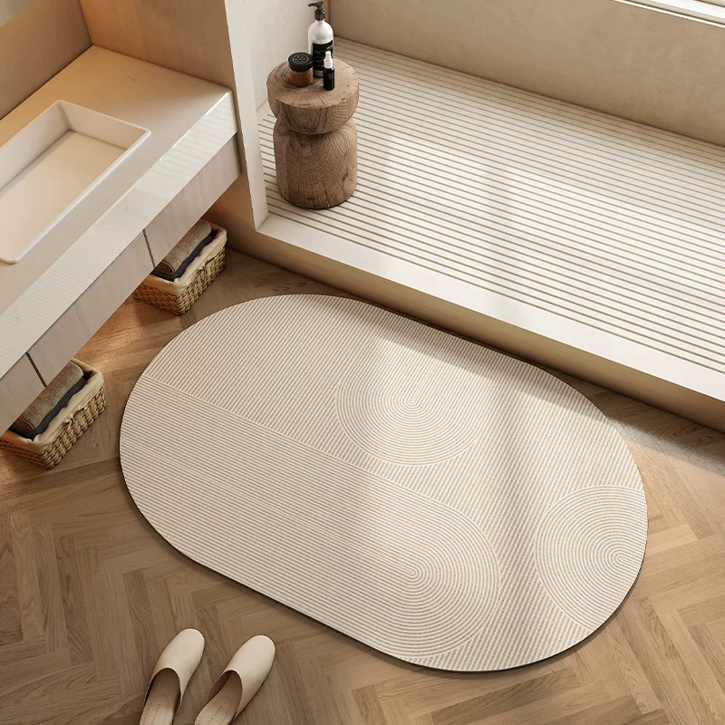Cream-style bathroom diatom mud floor mat, toilet absorbent quick-drying mat, bathroom anti-slip door mat, and customizable foot mat