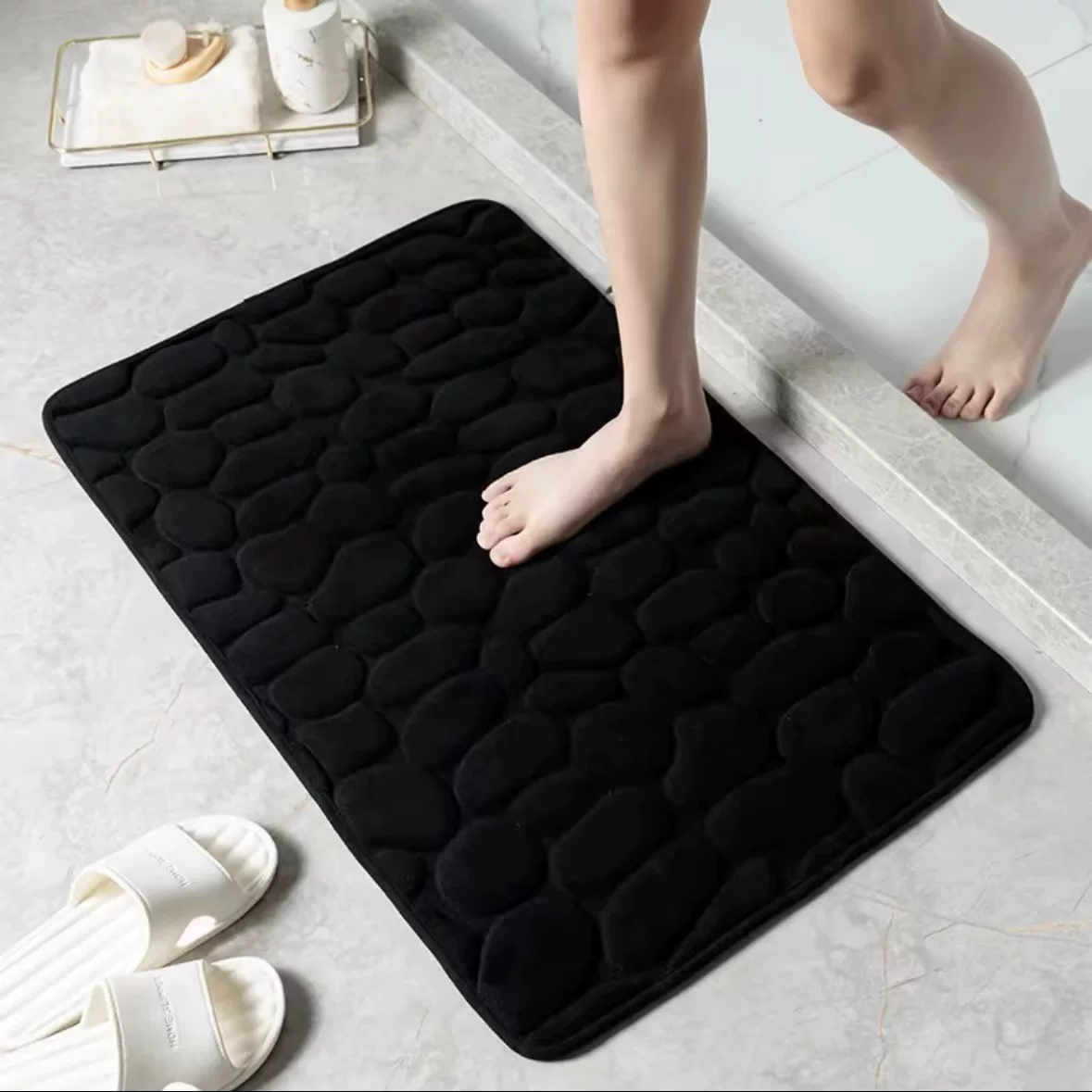Cross-border pebble embossed floor MATS, anti-slip foot MATS for the entrance and bathroom, best-selling bathroom absorbent carpets, factory direct supply
