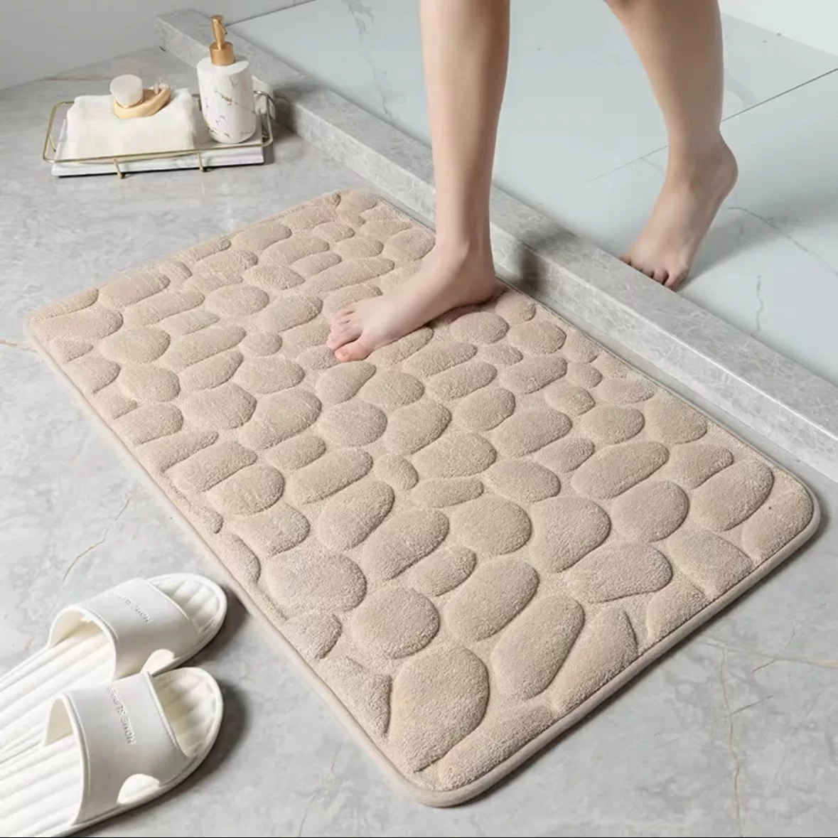 Cross-border pebble embossed floor MATS, anti-slip foot MATS for the entrance and bathroom, best-selling bathroom absorbent carpets, factory direct supply