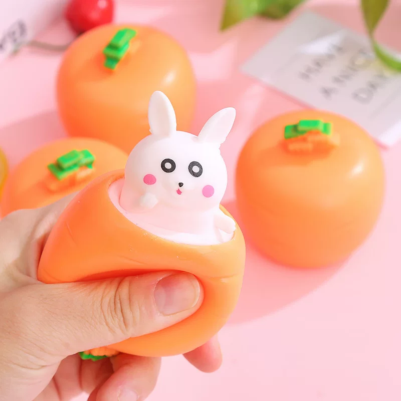 Stress-relieving Radish Rabbit Giant Pinching Fun Squeeze Soft Cup Stretchable stress-relieving toy pocket Little White Rabbit Children's small gift
