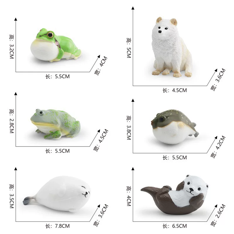 Cross-border children's simulation wildlife models: rain frogs, clown frogs, otters, seals, pufferfish, and raccoon cat decorative ornaments