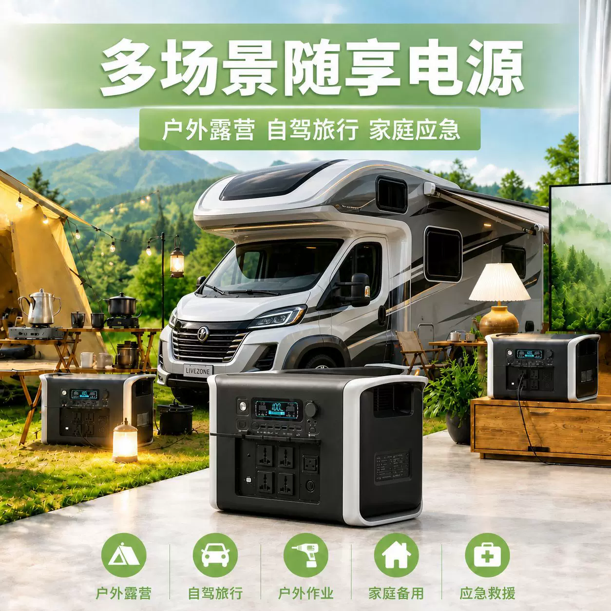 2600W (2600w) — портативный мобильный источник питания для домашних хозяйств с большой мощностью 2048Wh